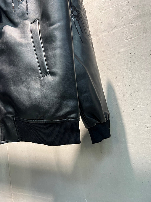 ルイヴィトンスーパーコピー 新作スパンコール刺繍レザージャケット