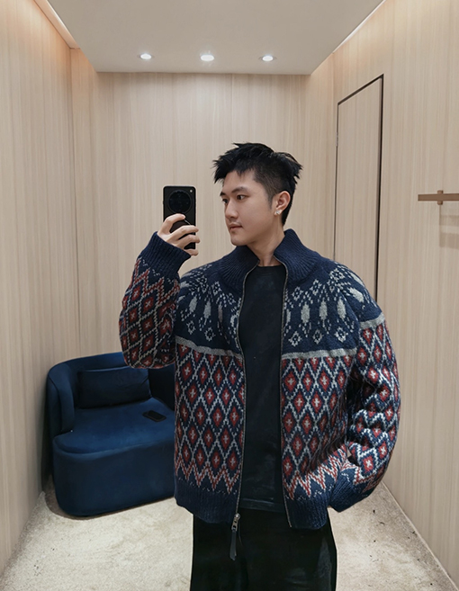 ロエベコピー フェアアイル ジップアップ ウール ニット カーディガン