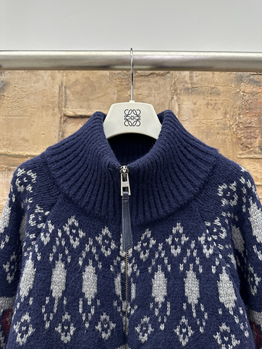 ロエベコピー フェアアイル ジップアップ ウール ニット カーディガン