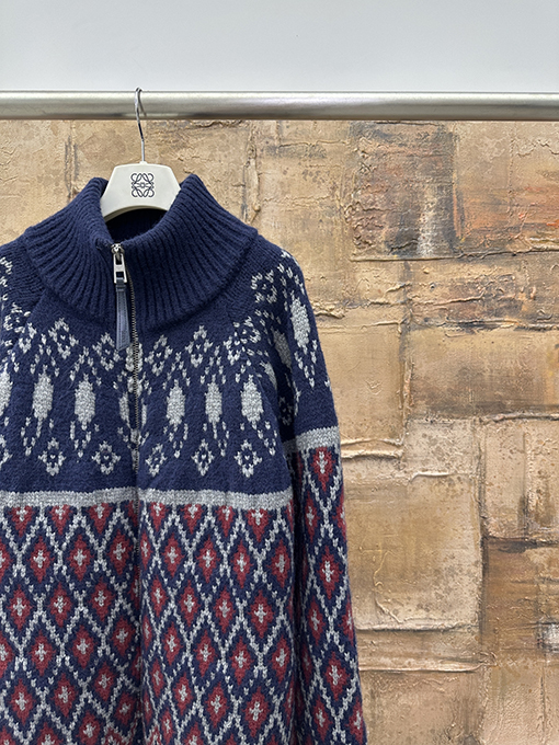 ロエベコピー フェアアイル ジップアップ ウール ニット カーディガン