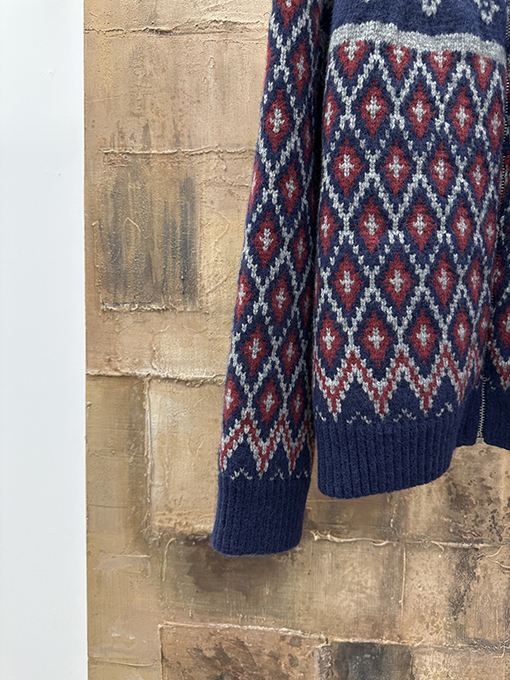 ロエベコピー フェアアイル ジップアップ ウール ニット カーディガン