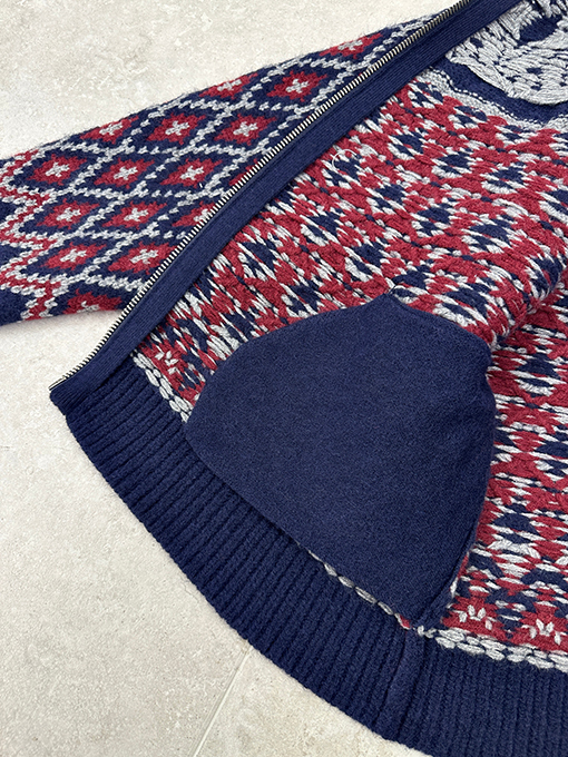 ロエベコピー フェアアイル ジップアップ ウール ニット カーディガン