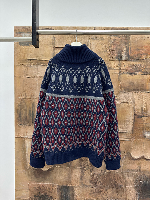 ロエベコピー フェアアイル ジップアップ ウール ニット カーディガン