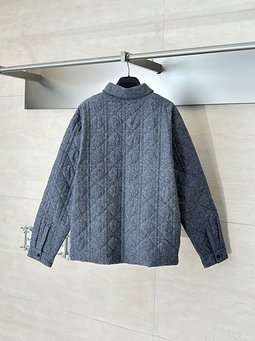 ディオール コットンフランネルのカナージュ柄ブレード刺繍シングルブレストジャケット