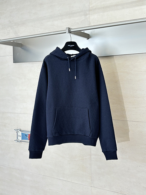 ディオール Carry Over Oblique コットン混紡の無地ジャカードフード付きスウェットシャツシリーズ