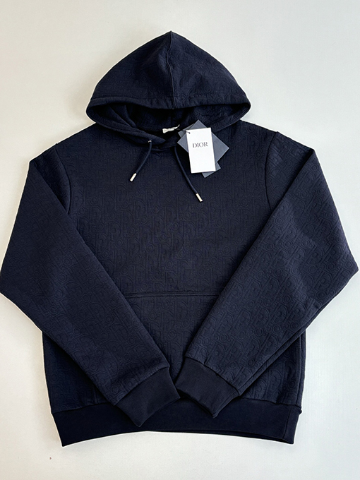 ディオール Carry Over Oblique コットン混紡の無地ジャカードフード付きスウェットシャツシリーズ