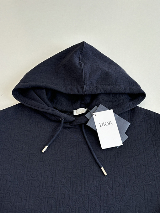 ディオール Carry Over Oblique コットン混紡の無地ジャカードフード付きスウェットシャツシリーズ
