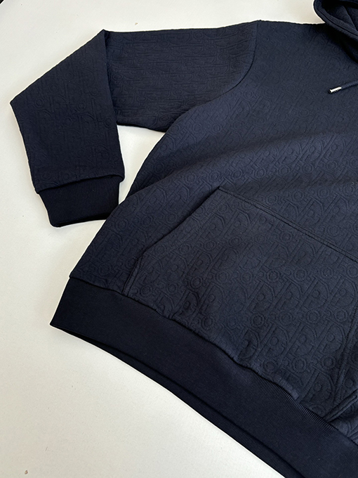 ディオール Carry Over Oblique コットン混紡の無地ジャカードフード付きスウェットシャツシリーズ