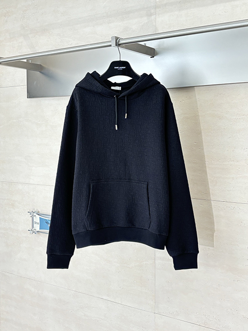 ディオール Carry Over Oblique コットン混紡の無地ジャカードフード付きスウェットシャツシリーズ