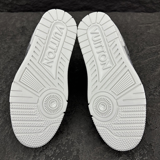 ルイヴィトン LV Trainer Monogram Virgil Abloh パッチワークパテントレザースニーカー