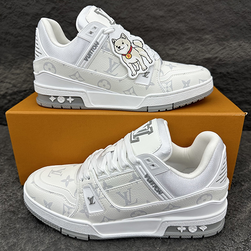 ルイヴィトン LV Trainer Monogram Virgil Abloh パッチワークパテントレザースニーカー