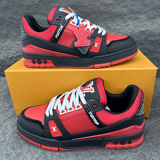 ルイヴィトン LV Trainer Monogram Virgil Abloh パッチワークパテントレザースニーカー