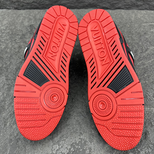 ルイヴィトン LV Trainer Monogram Virgil Abloh パッチワークパテントレザースニーカー