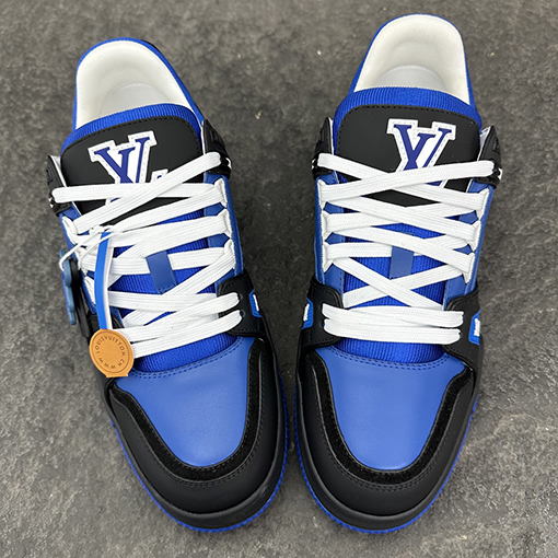 ルイヴィトン LV Trainer Monogram Virgil Abloh パッチワークパテントレザースニーカー