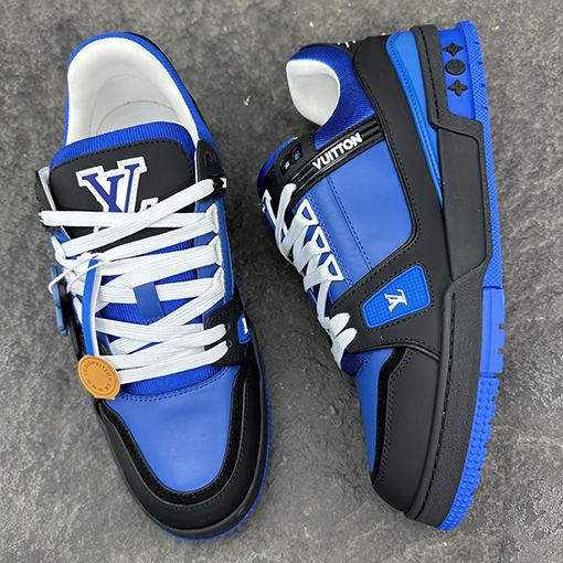 ルイヴィトン LV Trainer Monogram Virgil Abloh パッチワークパテントレザースニーカー