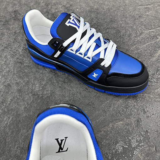 ルイヴィトン LV Trainer Monogram Virgil Abloh パッチワークパテントレザースニーカー