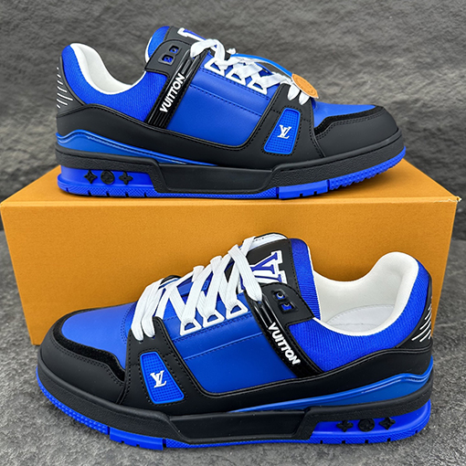 ルイヴィトン LV Trainer Monogram Virgil Abloh パッチワークパテントレザースニーカー