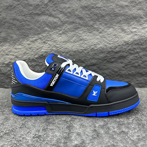 ルイヴィトン LV Trainer Monogram Virgil Abloh パッチワークパテントレザースニーカー