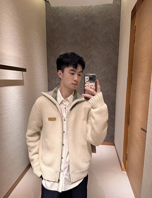 ルイヴィトン チェック柄カラーニットカーディガン