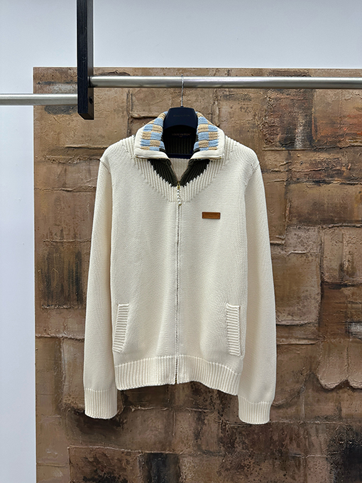 ルイヴィトン チェック柄カラーニットカーディガン