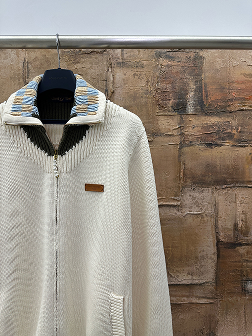 ルイヴィトン チェック柄カラーニットカーディガン