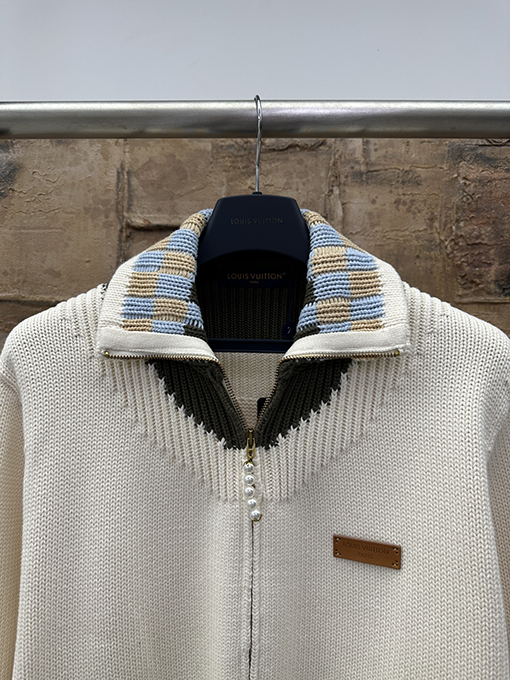 ルイヴィトン チェック柄カラーニットカーディガン