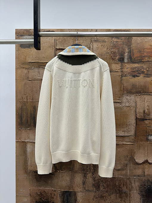 ルイヴィトン チェック柄カラーニットカーディガン