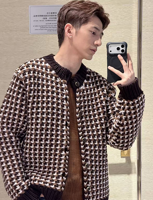 ルイヴィトン ハウンドトゥースクルーネックカーディガン