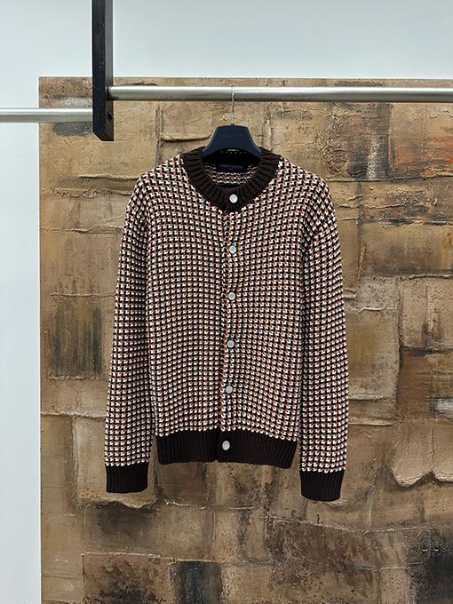 ルイヴィトン ハウンドトゥースクルーネックカーディガン