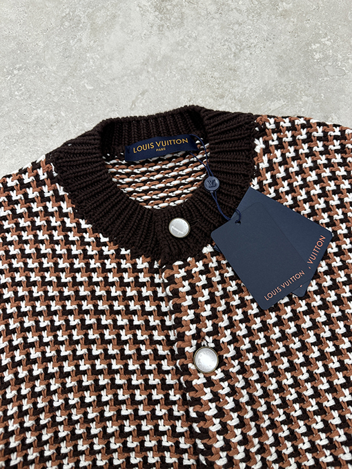 ルイヴィトン ハウンドトゥースクルーネックカーディガン