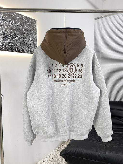 マルタンマルジェラ フリース裏地フード付きスウェットシャツ