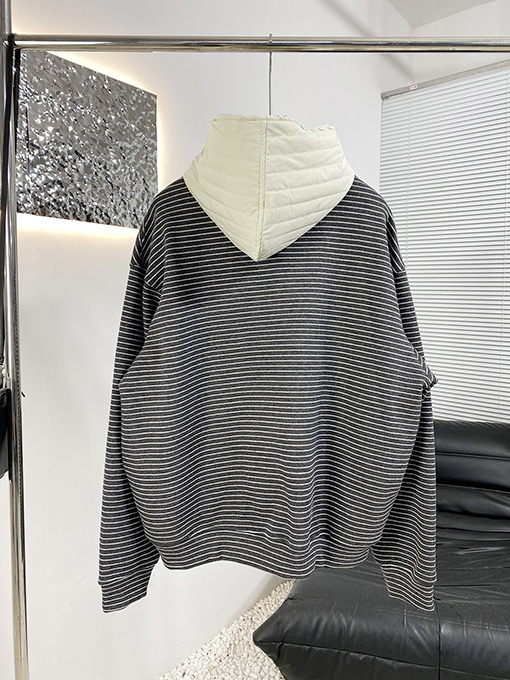 アクネストゥディオズ Acne Studios 新しいストライプ柄のフリース裏地フード付きスウェットシャツ