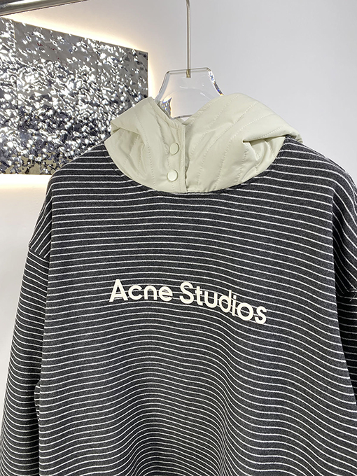 アクネストゥディオズ Acne Studios 新しいストライプ柄のフリース裏地フード付きスウェットシャツ