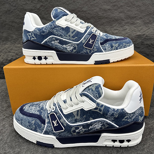 ルイヴィトン LV Trainer Monogram デニムカップルスニーカー