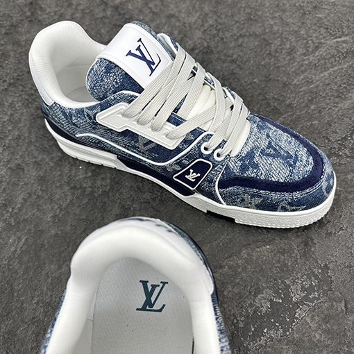 ルイヴィトン LV Trainer Monogram デニムカップルスニーカー
