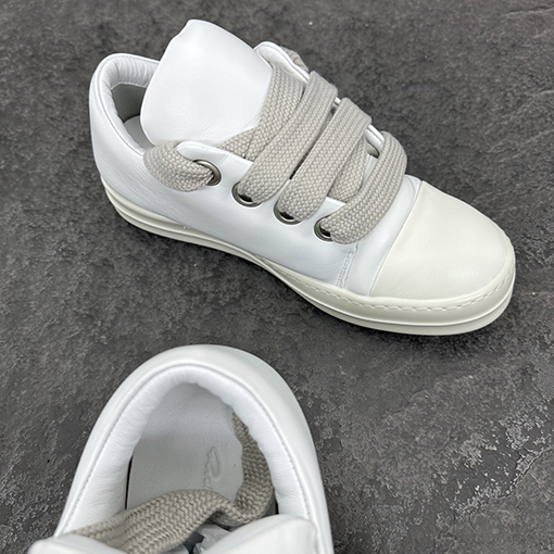 リックオウエンス JUMBO LACE シープスキンのワイドレースローカットスニーカー