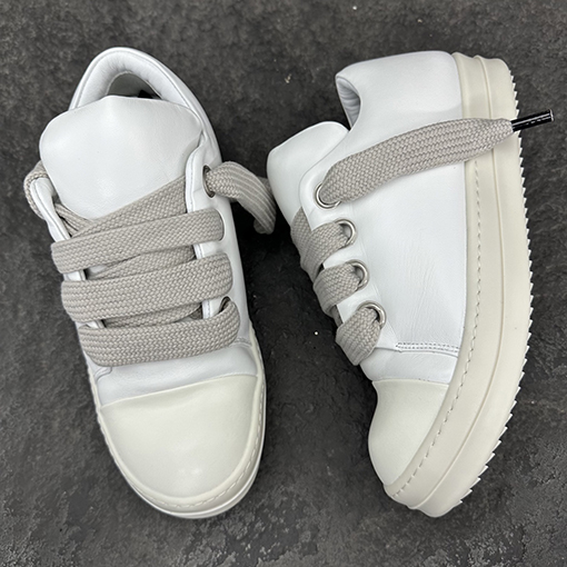 リックオウエンス JUMBO LACE シープスキンのワイドレースローカットスニーカー