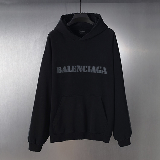 バレンシアガ Balenciaga プリント文字のダメージパーカー