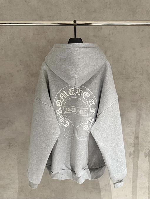 クロムハーツ 新作のフリース裏地付きジップアップフード付きスウェットシャツジャケット