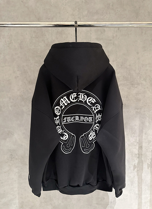 クロムハーツ 新作のフリース裏地付きジップアップフード付きスウェットシャツジャケット