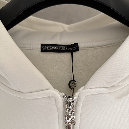 クロムハーツ フリース裏地のジップアップフード付きスウェットシャツジャケット