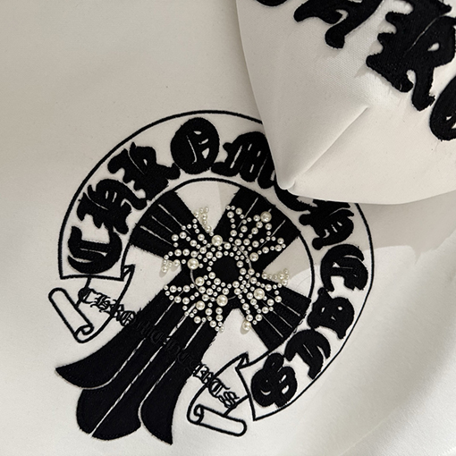 クロムハーツ フリース裏地のジップアップフード付きスウェットシャツジャケット