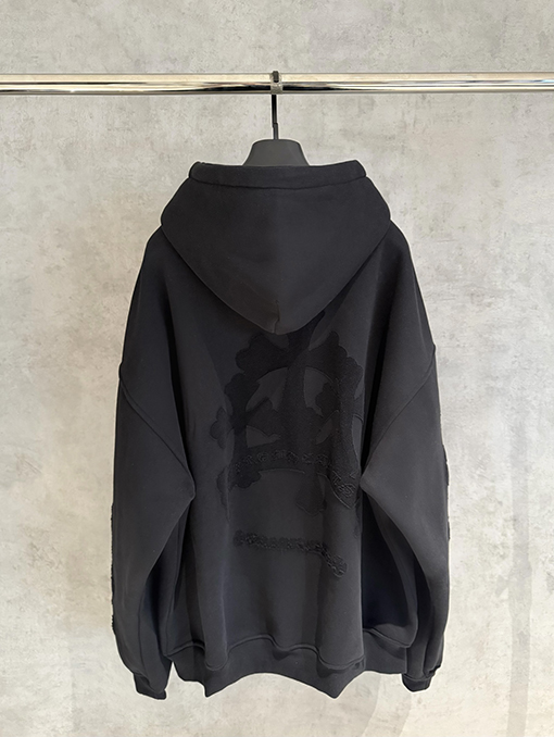 クロムハーツ ファッションフリース裏地のジップアップフード付きスウェットシャツジャケット