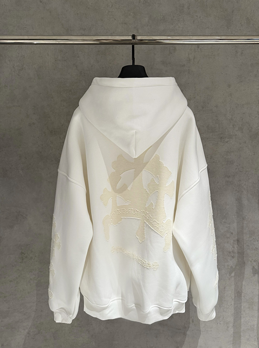 クロムハーツ ファッションフリース裏地のジップアップフード付きスウェットシャツジャケット