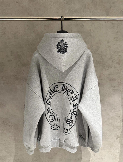 クロムハーツ クラシックフリース裏地のジップアップフード付きスウェットシャツジャケット