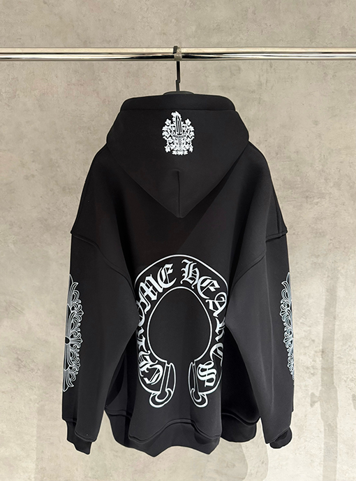 クロムハーツ クラシックフリース裏地のジップアップフード付きスウェットシャツジャケット