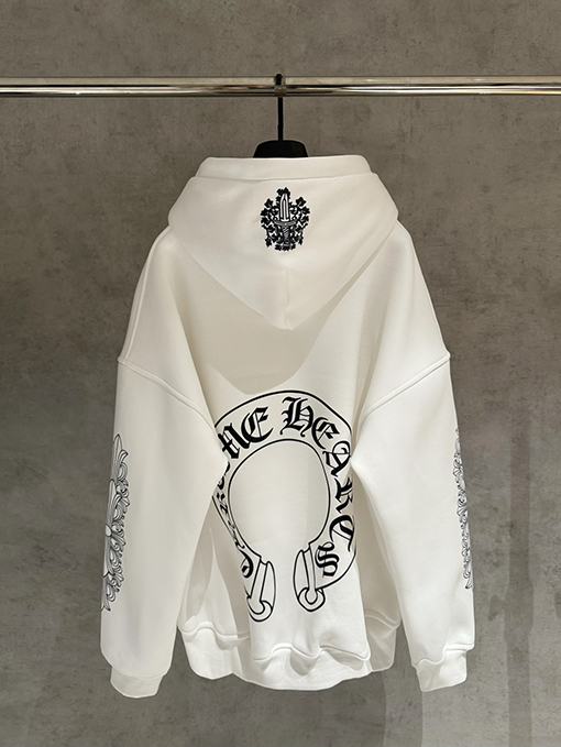 クロムハーツ クラシックフリース裏地のジップアップフード付きスウェットシャツジャケット