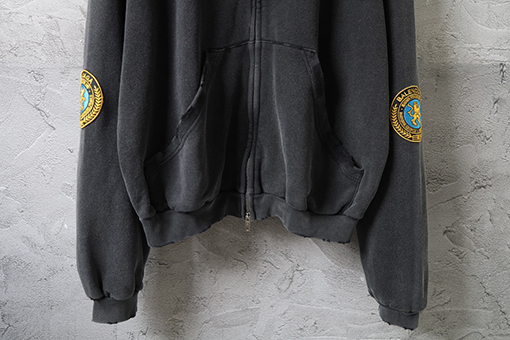 バレンシアガ Balenciaga ダメージのジップアップスウェットシャツジャケット