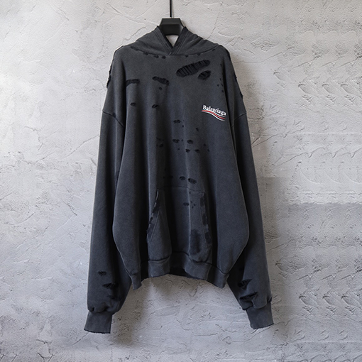 バレンシアガ Balenciaga クラシック コカコーラ ウォッシュ ダメージ フード付きスウェットシャツ