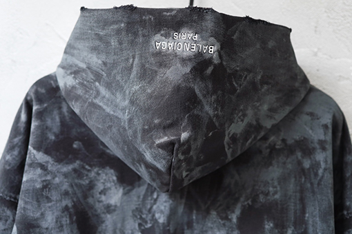 バレンシアガ Balenciaga 3B 刺繍マッドダイコーティング ウォッシュカラー ダメージジッパー フード付き スウェットシャツ